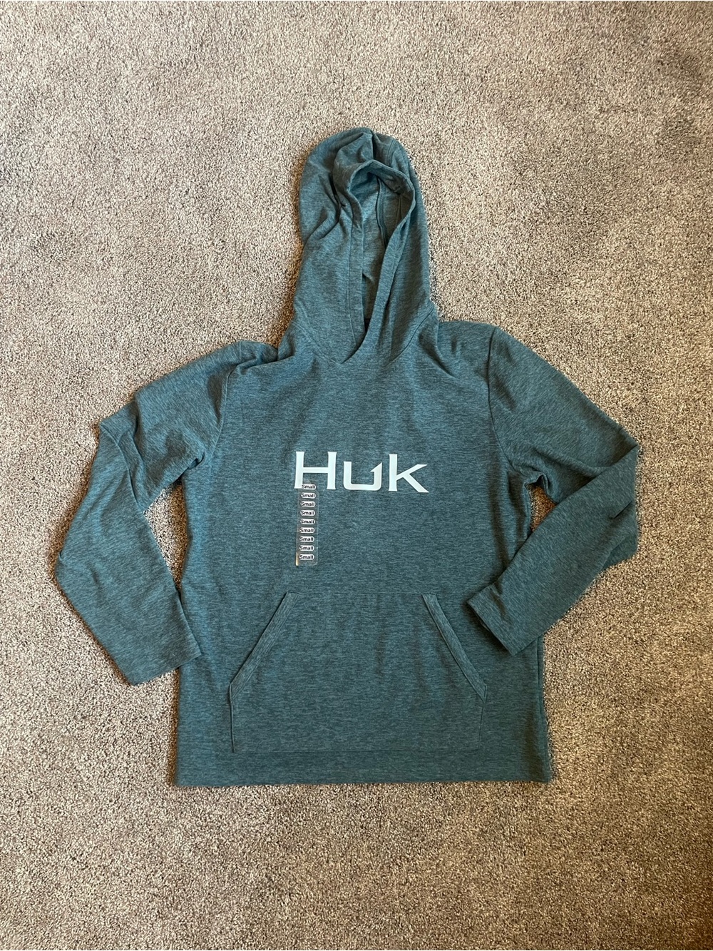 Huk Men's Soft Green Hooded Logo Pullover Size Small